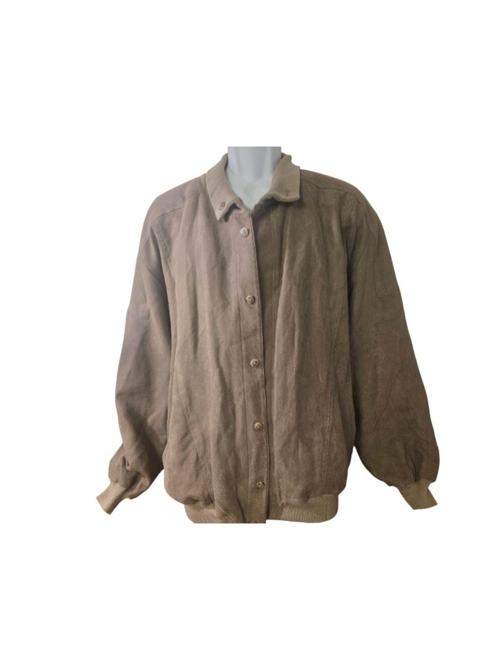 St. Croix Knits Mens Tan Suede-Look Button-Up Jacket XL Made In USA